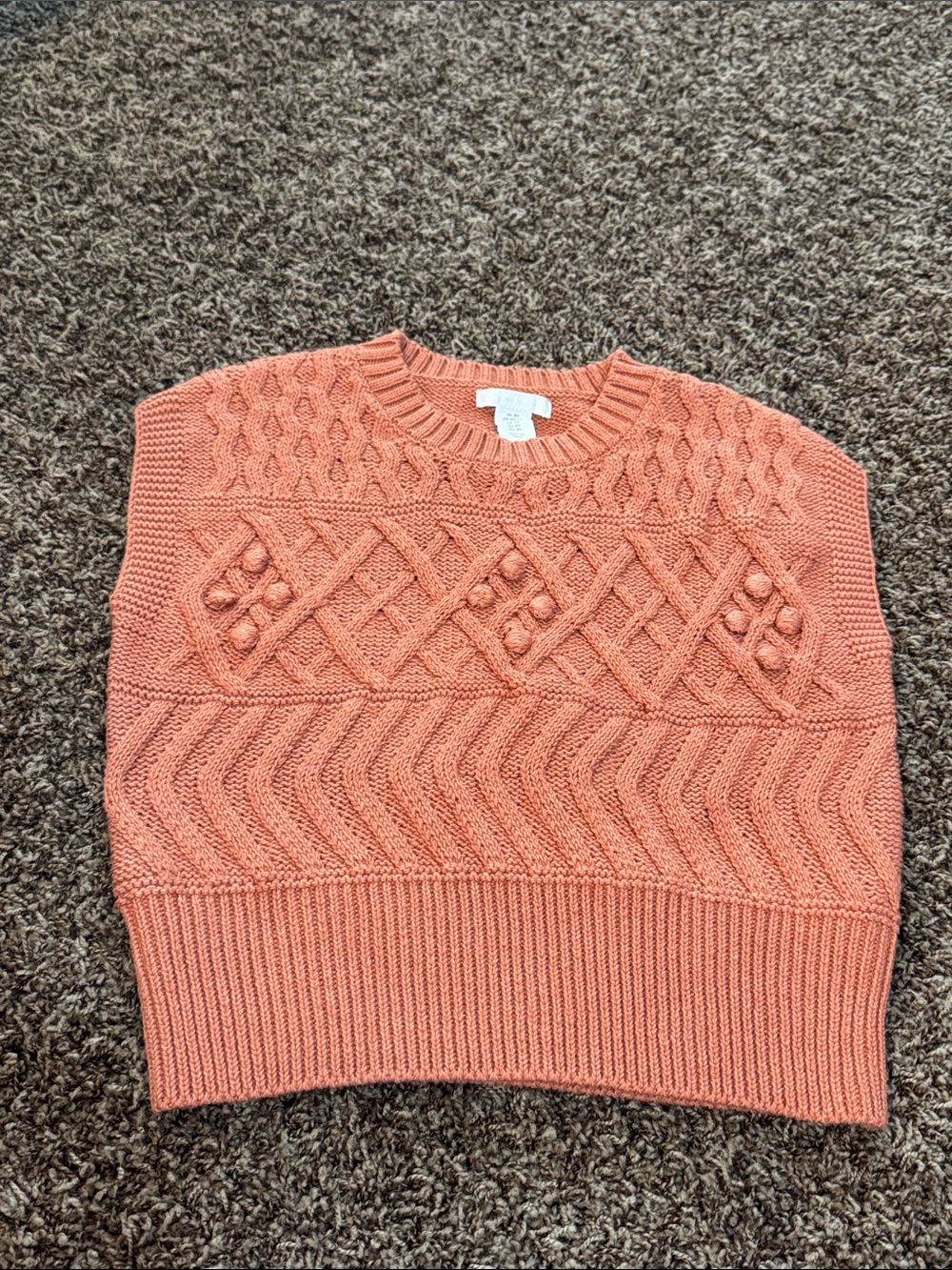 Cable Knit Sleeveless Sweater Vest - Coral